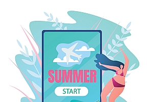 夏季冲浪插画矢量素材