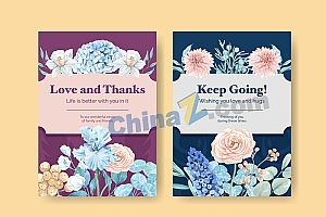 精美水彩花卉装饰卡片