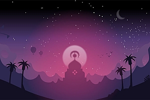 CSS3 SVG卡通宫殿星空夜景特效
