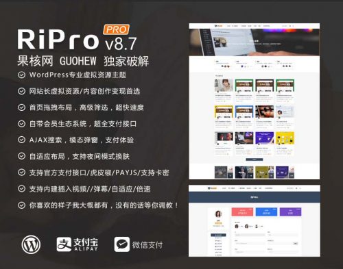 WordPress 日主题Ripro8.7 果核网最新独家免扩展破解版 [免费更新]-果核网