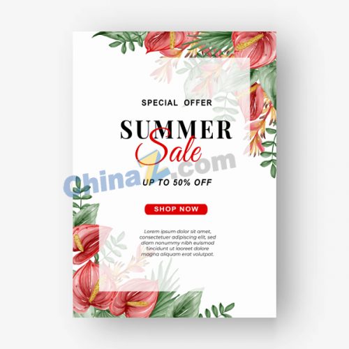 夏季销售广告海报设计-果核网