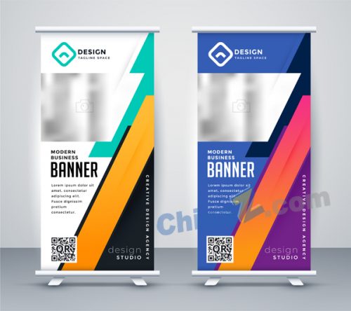 现代立式展架横幅模板-果核网