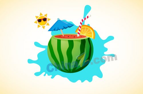 夏日西瓜矢量插画设计-果核网