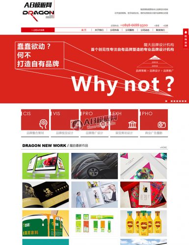 简洁大气品牌广告设计类企业公司织梦模板-果核网