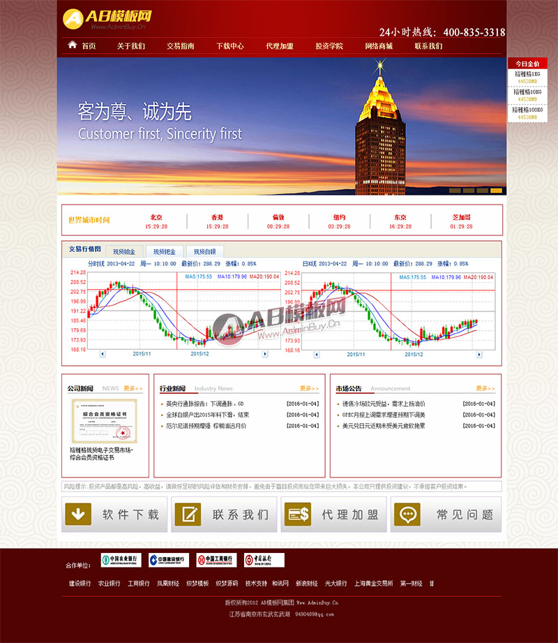 贵金属金融交易投资类企业网站织梦模板