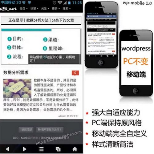 插件加主题的大气wordpress手机主题模板-果核网