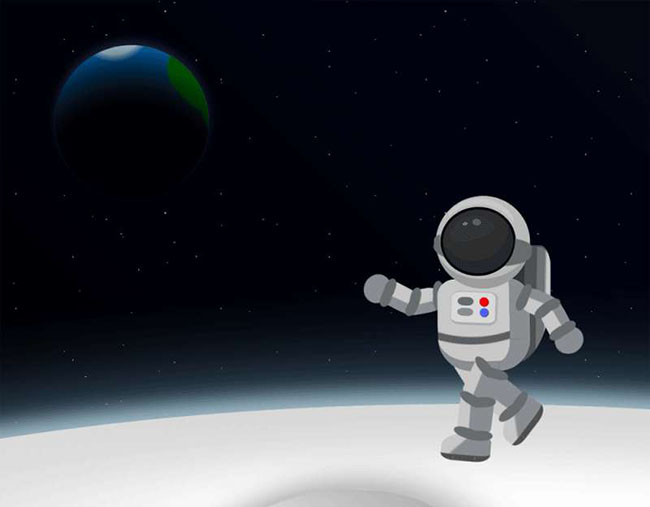 CSS3月球行走的宇航员场景特效